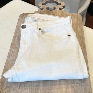 J Crew Women's White Stretch Straight Leg Jeans Size 29 Inseam 28” See Pics GUC